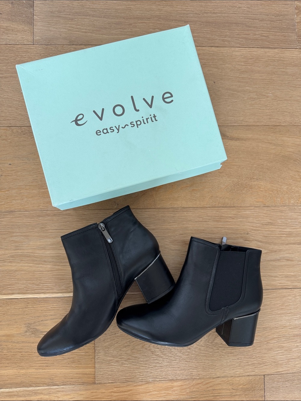 Easy Spirit Black Ankle Booties with Block Heel